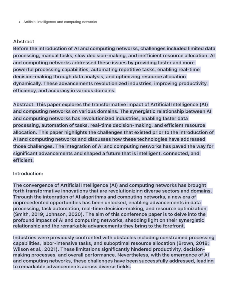 AI and Computing Networks: Transformative Impact | PDF | Artificial ...