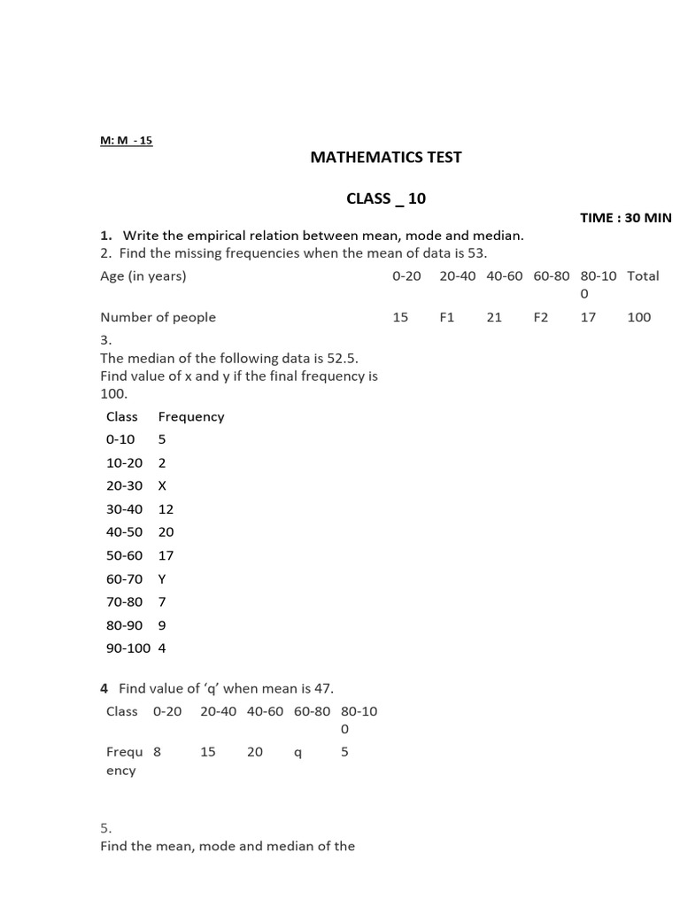 Unit 14 Mathematics Test Overview | PDF