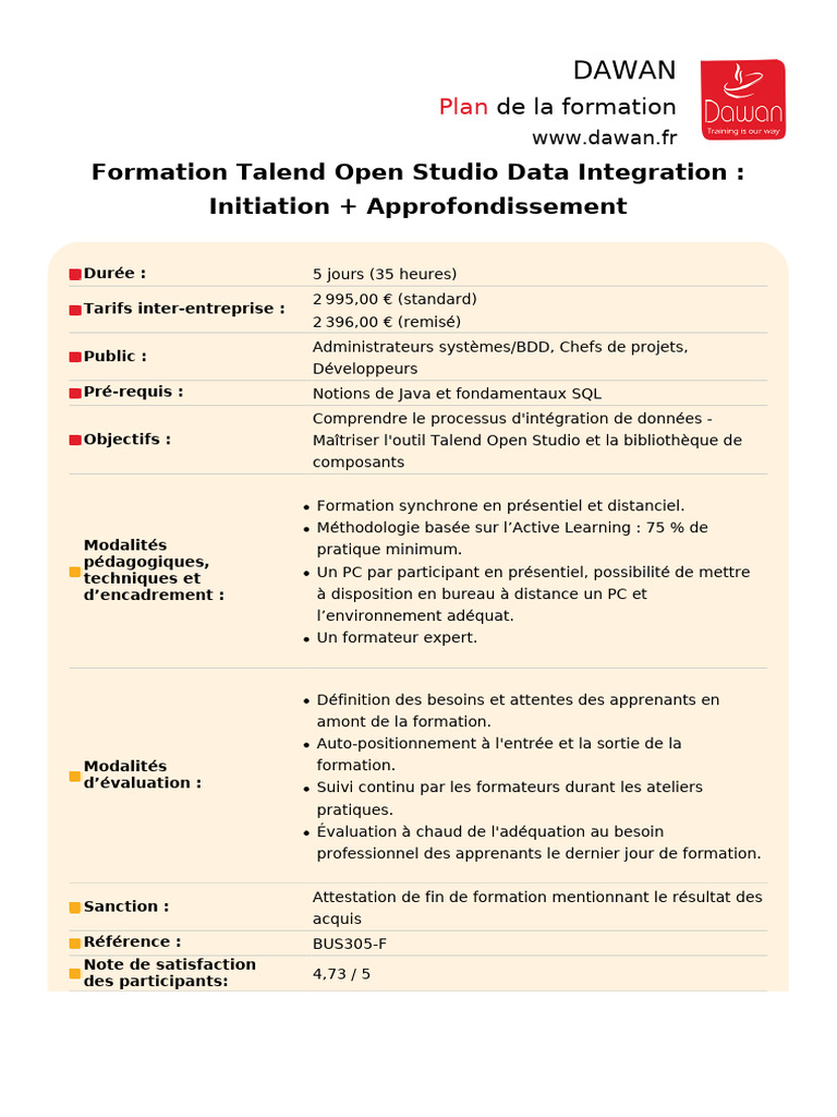 Formation Talend Open Studio 5 jours | PDF | Métadonnées | Gestion ...
