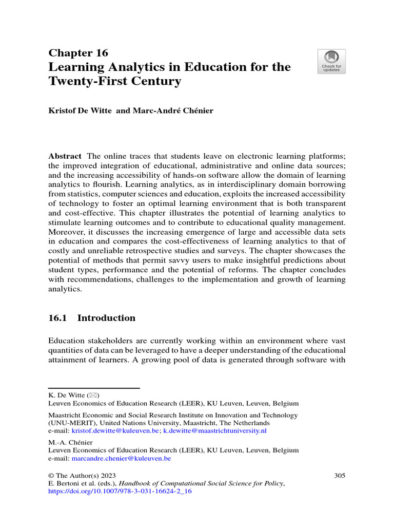 Learning Analytics in Education For The Twenty-Fir | PDF | Regression ...