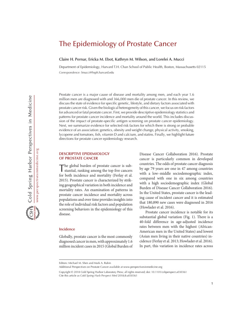 1.The Epidemiology of Prostate Cancer | PDF | Screening (Medicine) | Cancer