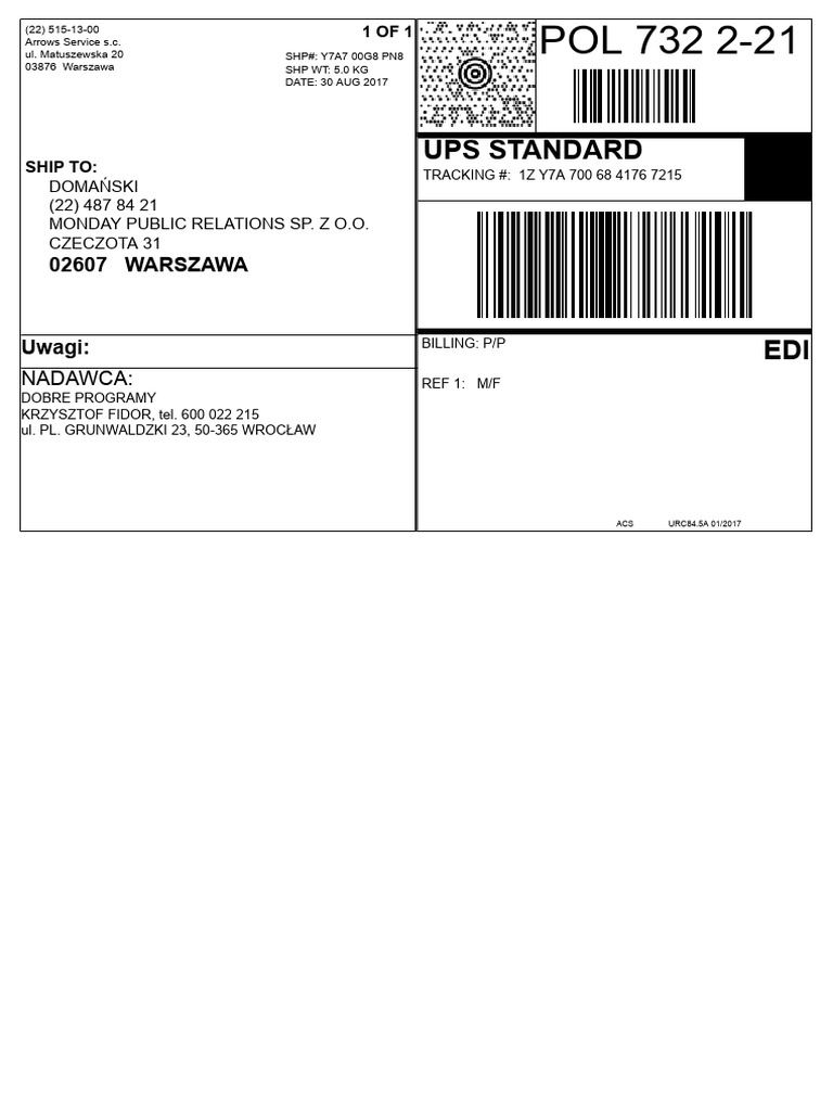 Apache FOP Version 2.1 Shipment Details | PDF