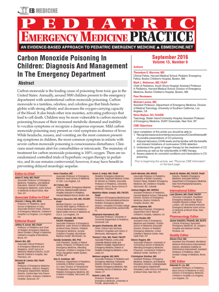 Carbon Monoxide Poisoning in Children | PDF | Medical Specialties ...