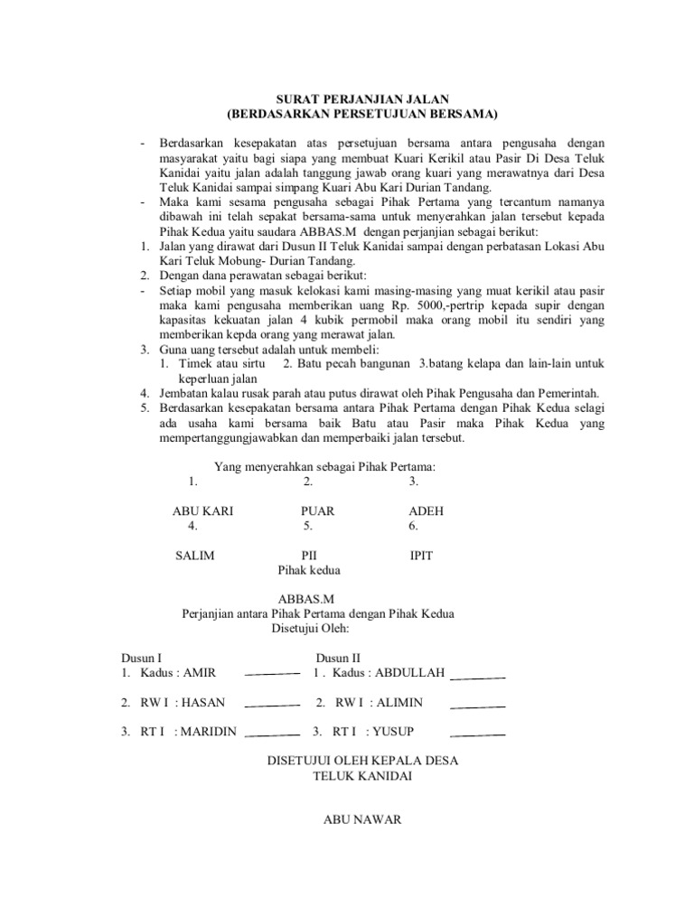 Surat Perjanjian Jalan Pdf