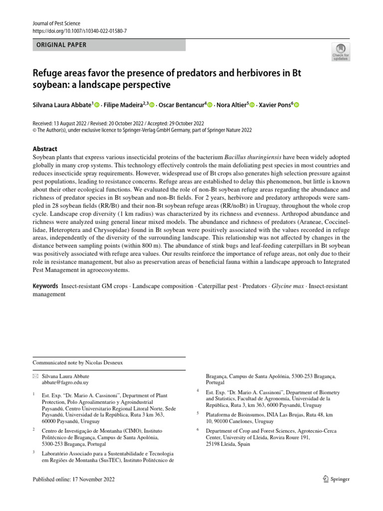 Refuge Areas Favor The Presence of Predators and Herbivores in BT | PDF ...