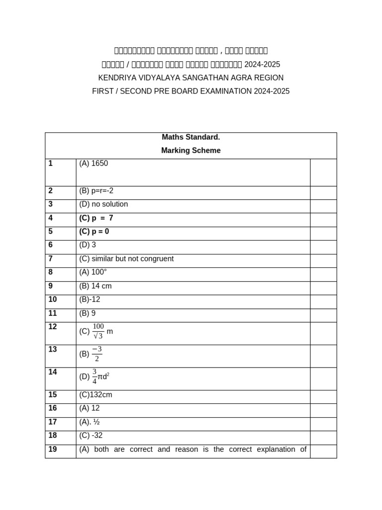 Class 10 Maths Standard Pre-Board 2024 | PDF | Elementary Mathematics ...
