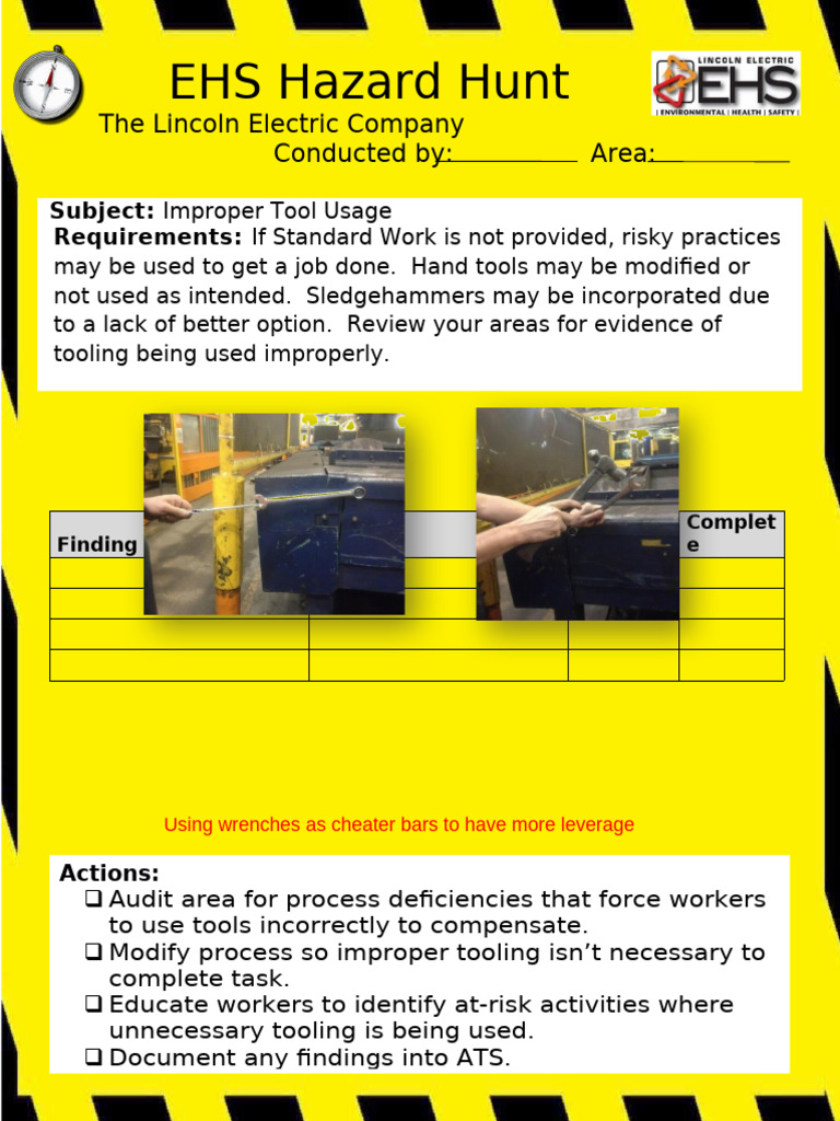 EHS Tool Usage Audit Guidelines | PDF