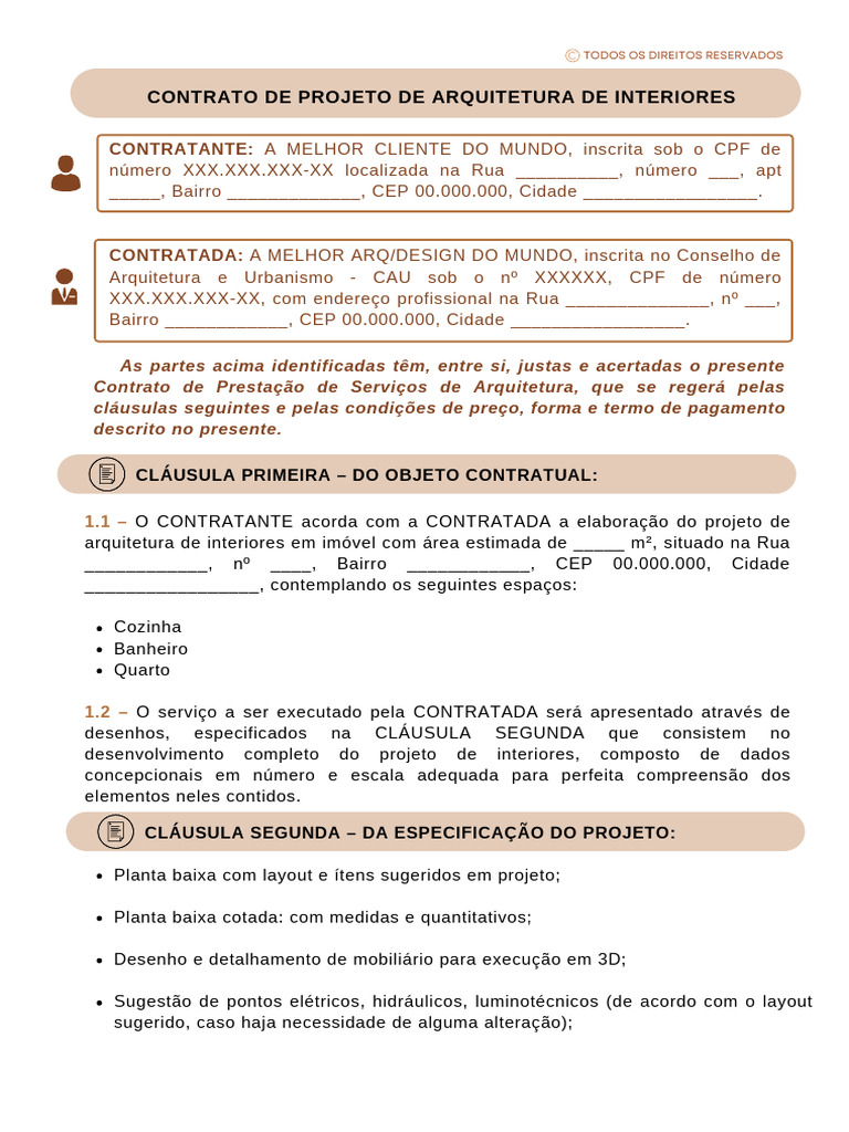 Contrato de Projeto de Arquitetura de Interiores | PDF | Informação ...