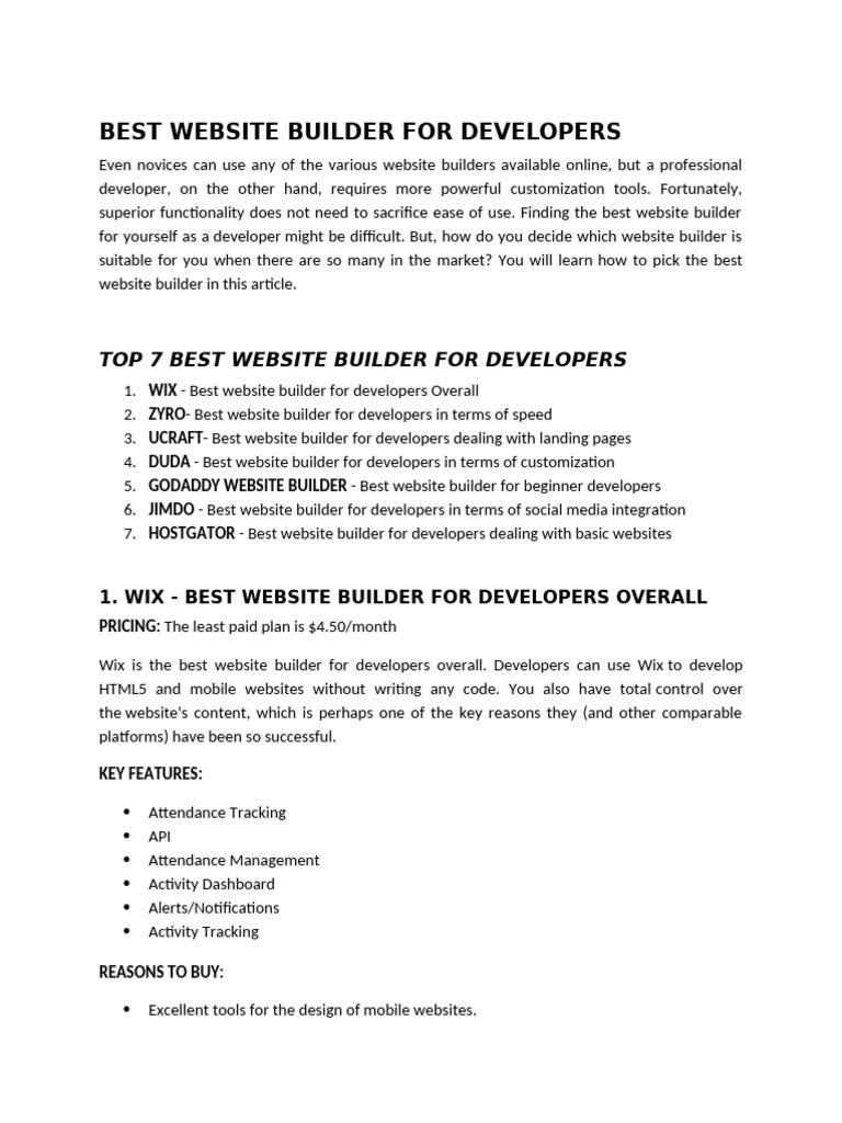 Top Website Builders for Developers | PDF | Websites | World Wide Web