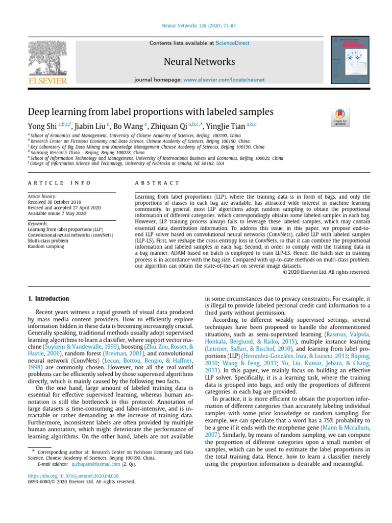 Deep Learning From Label Proportions With Labeled Samples | PDF ...