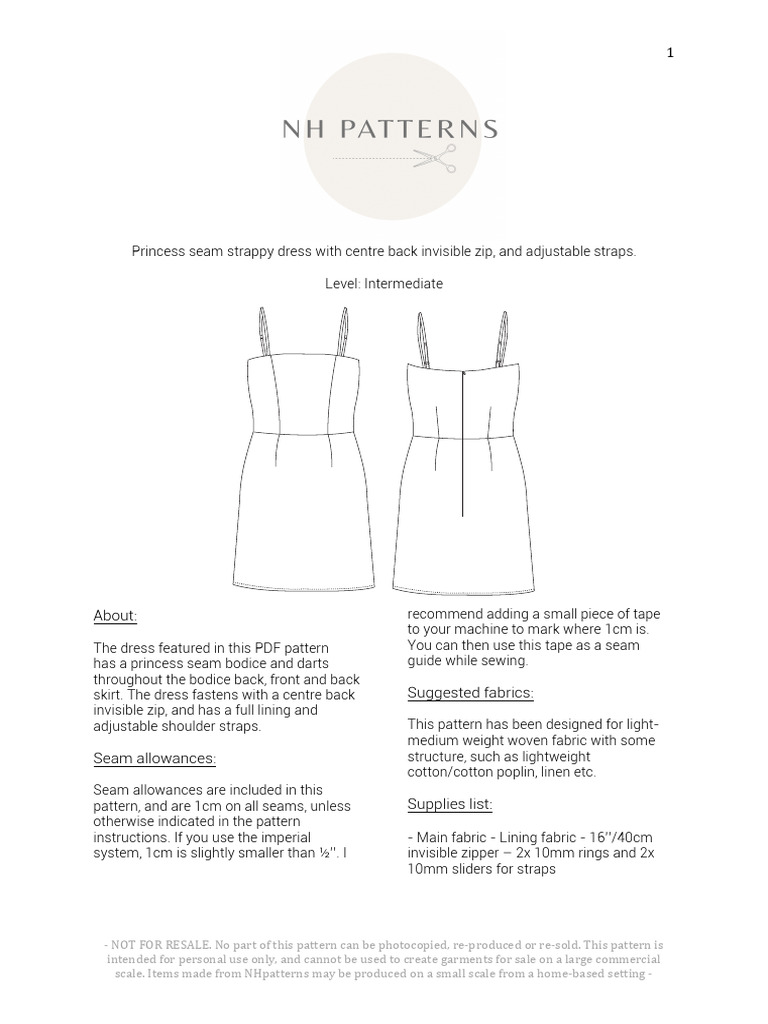 Princess Seam Dress Sewing Guide | PDF | Seam (Sewing) | Sewing