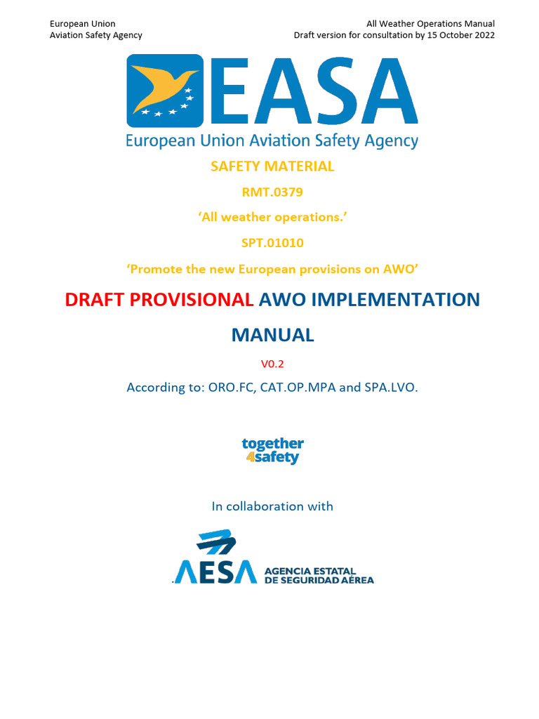 EU All Weather Operations Manual Draft | PDF | Aviation Safety | Aviation
