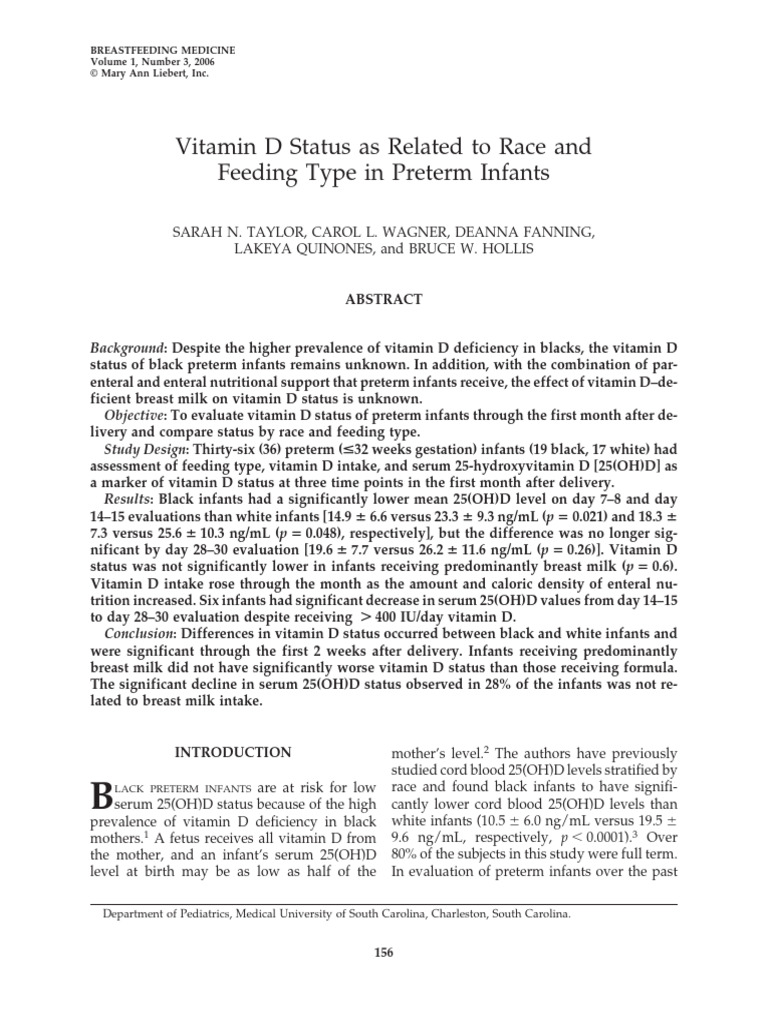 Vitamin D Status in Preterm Infants | PDF | Vitamin D | Preterm Birth