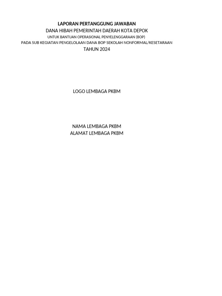 Format Laporan Bop Apbd Dan Insentif Tutor 2024 | PDF