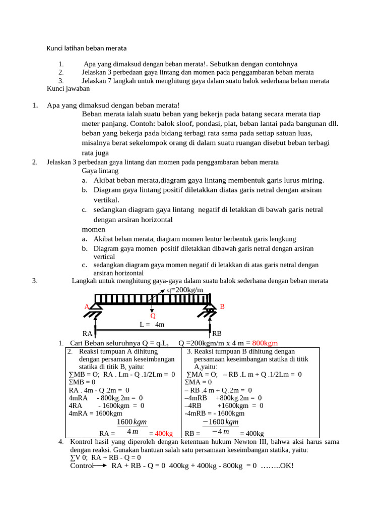 Kunci Latihan Beban Merata | PDF