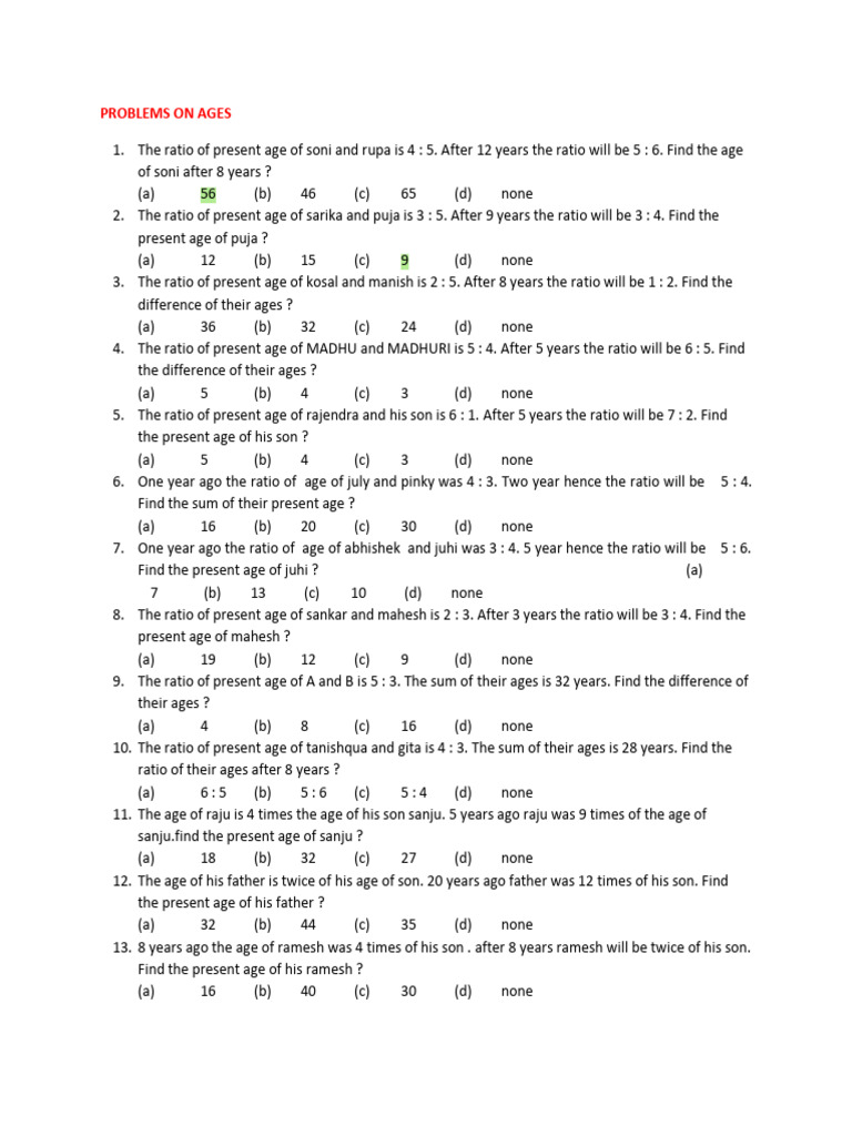 Age Problems | PDF