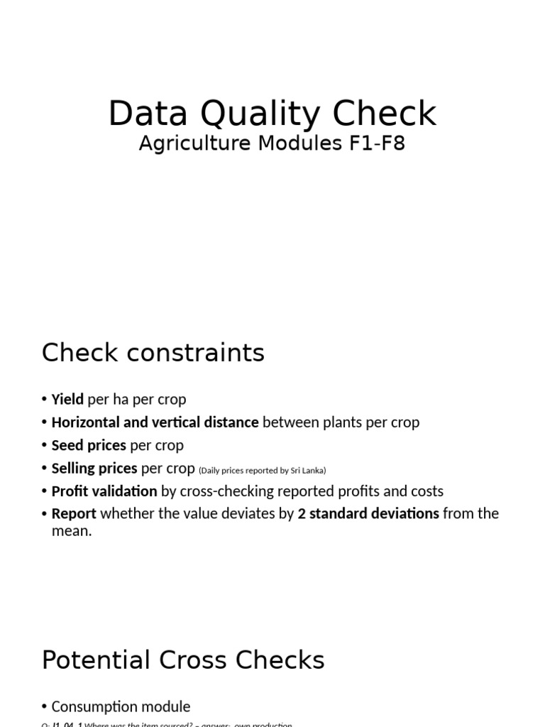 BRIGHT Data Quality Checks 1 | PDF