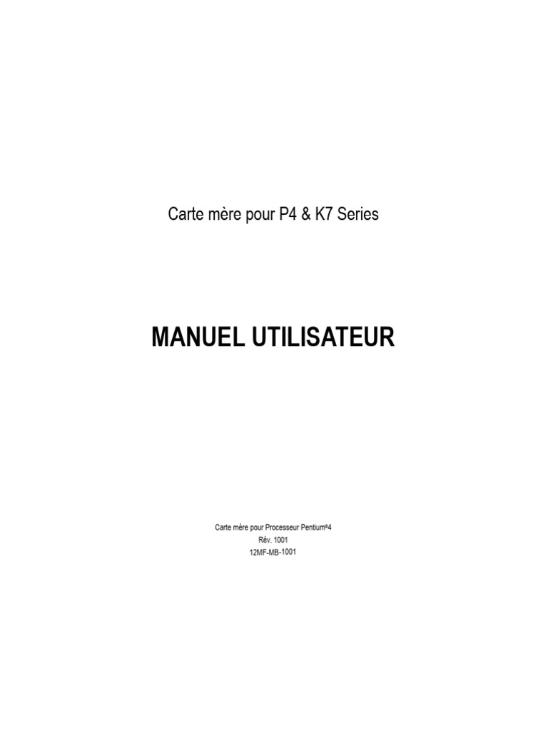 Motherboard Manual MB Universal F | PDF | Bios | Démarrage d'un ordinateur