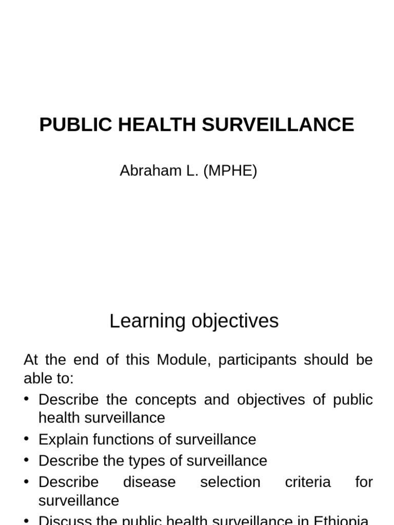 Public Health Surveillance Overview | PDF | Public Health | Information