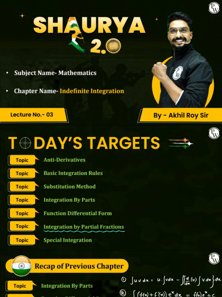 Indefinite Integration 03 - Class Notes - Shaurya 2.0 | PDF