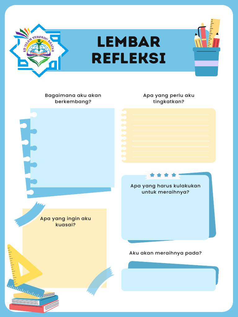 Refleksi Pembelajaran Target Lembar Kerja Biru Ilustratif | PDF