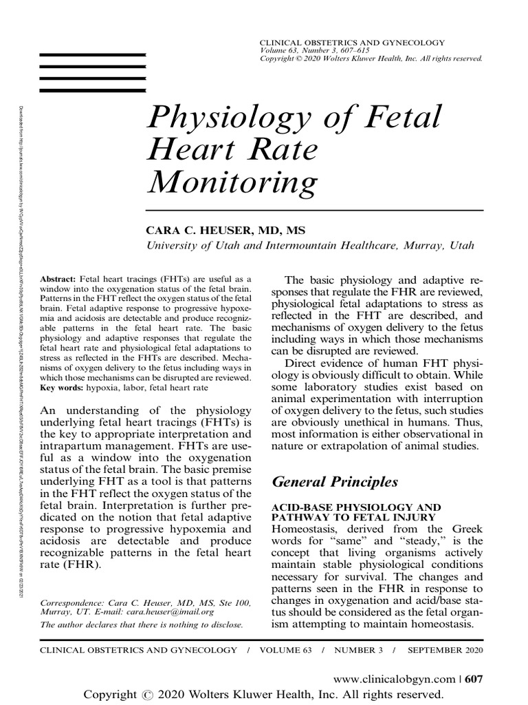 Physiology of Fetal Heart Rate Monitoring.18 | PDF | Cellular ...