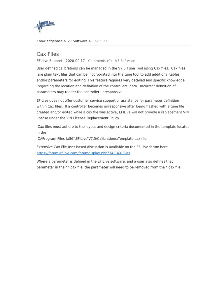 Managing Cax Files in EFILive V7.5 | PDF