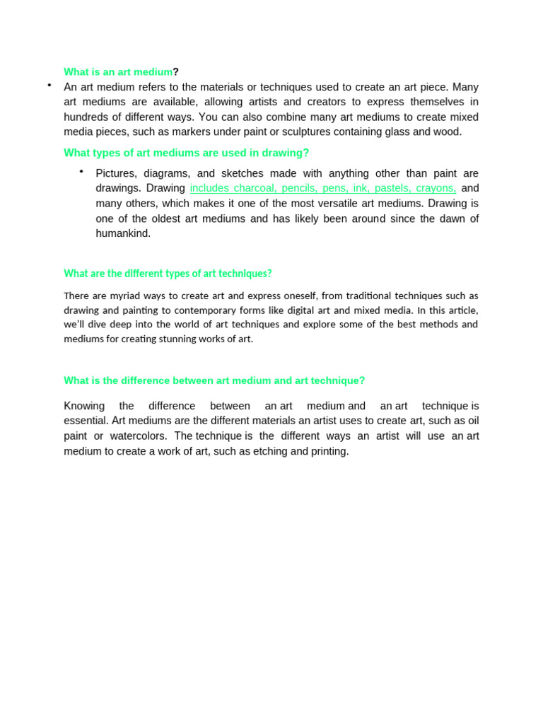 What Is An Art Medium Pdf