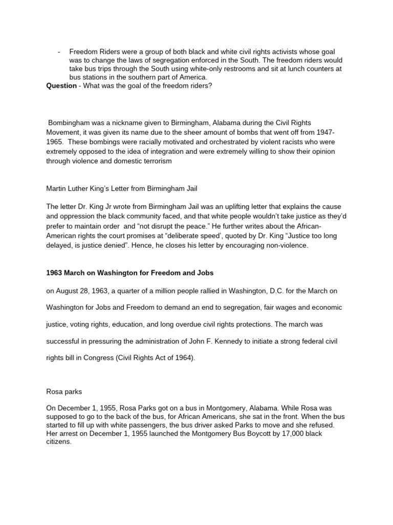 Civil Rights Movement Key Events and Figures | PDF | Martin Luther King ...