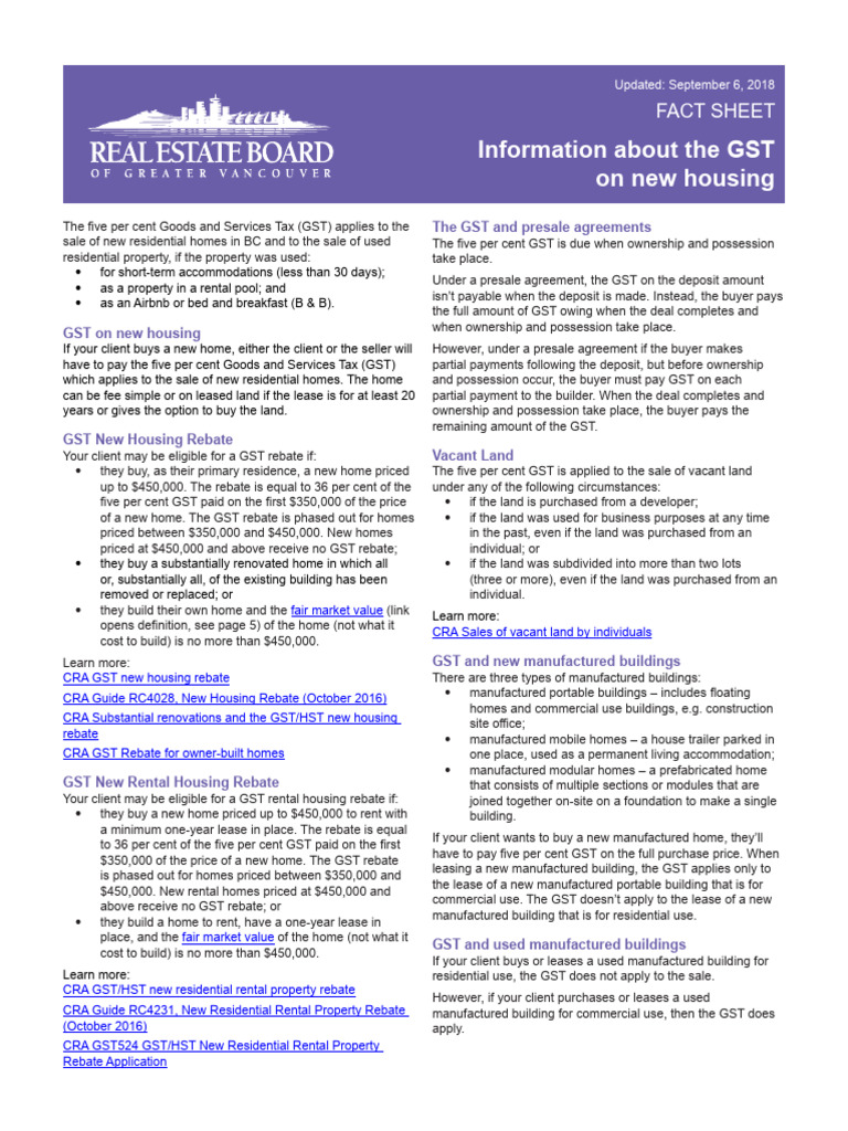 GST Fact Sheet (September 2018) | PDF | Value Added Tax | Rebate ...