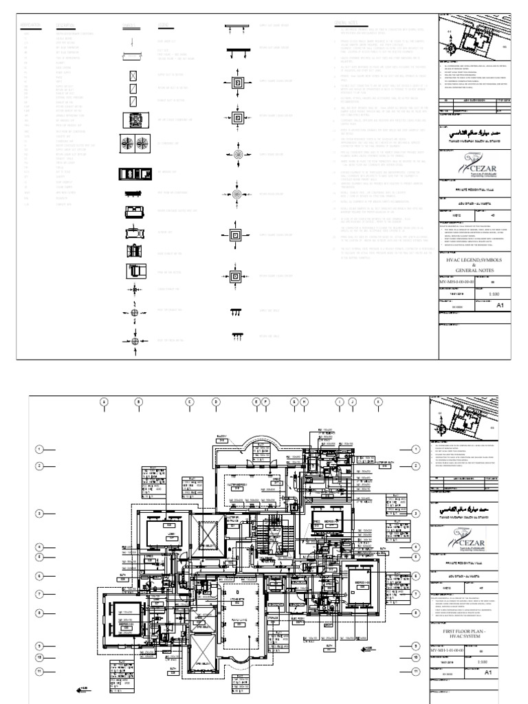 HVAC System Plans for Private Villa | PDF | Duct (Flow) | Air Conditioning