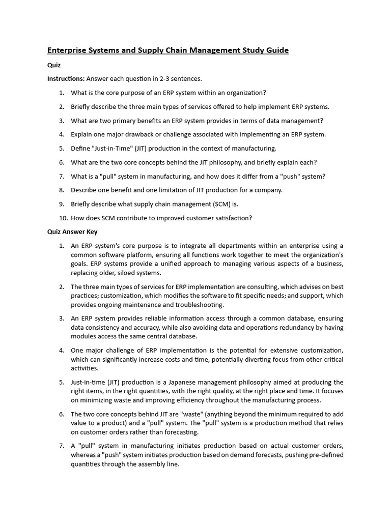 ERP and Supply Chain Management Guide | PDF | Supply Chain Management ...