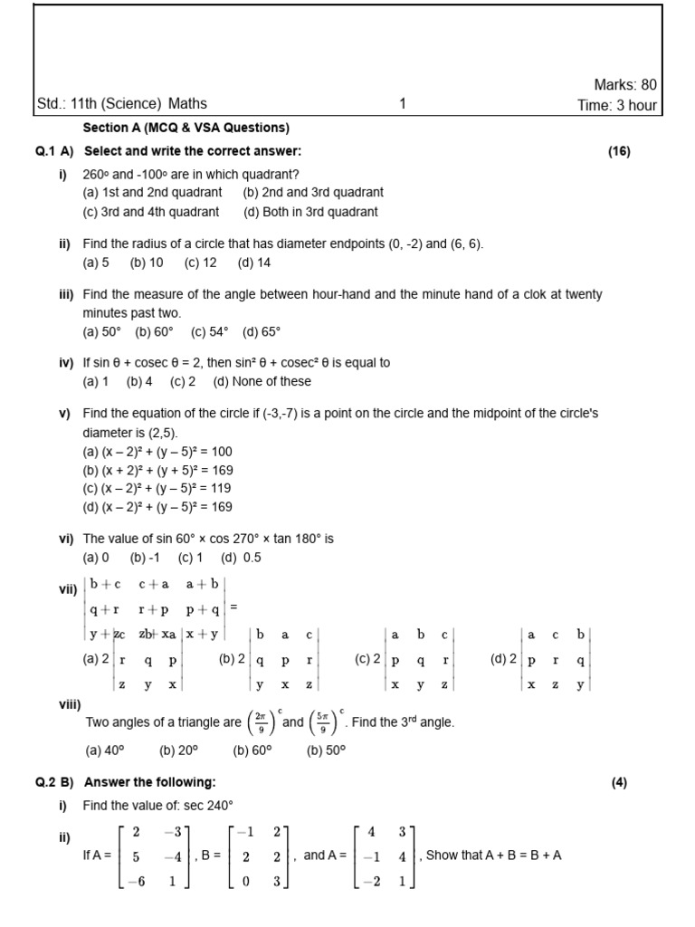 Maths 1 Prelim Pdf Elementary Geometry Mathematical Objects