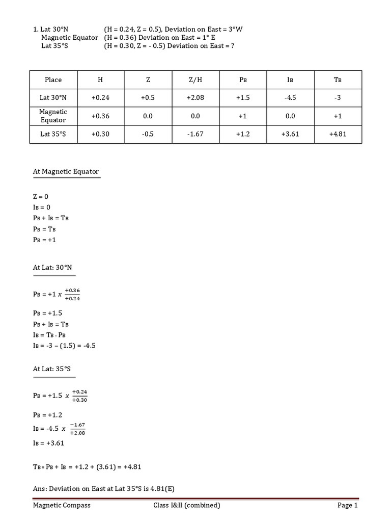 Compass Calculation Q&A | PDF | Structure Of The Earth | Geophysics