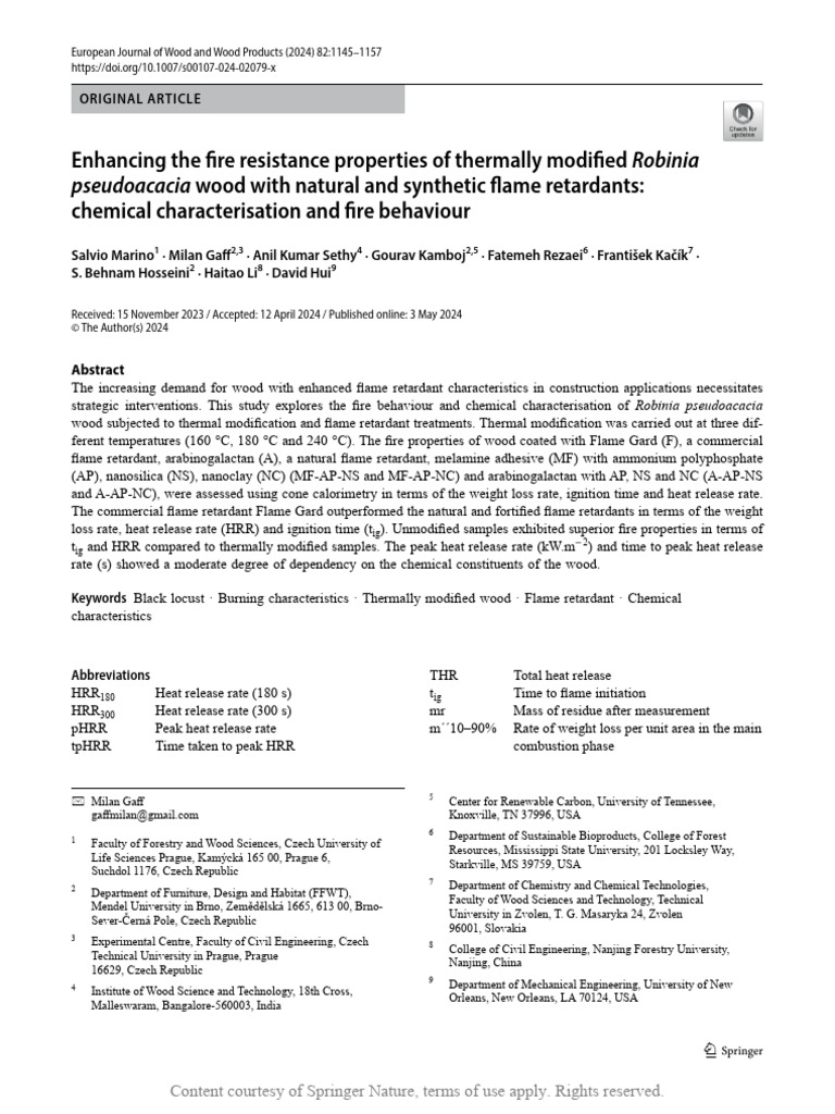 Enhancing The Fire Resistance Properties of Therma | PDF | Wood ...