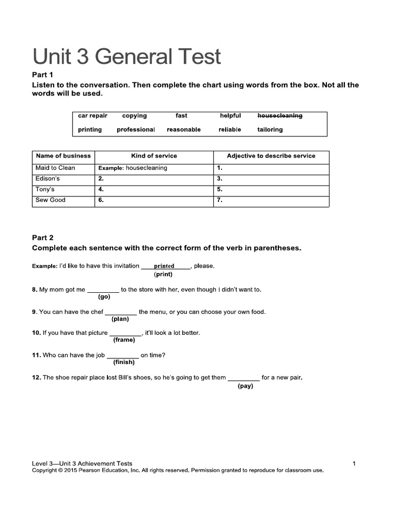 Unit 3_Review test | PDF