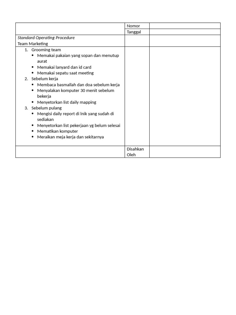 Standard Operating Procedure | PDF