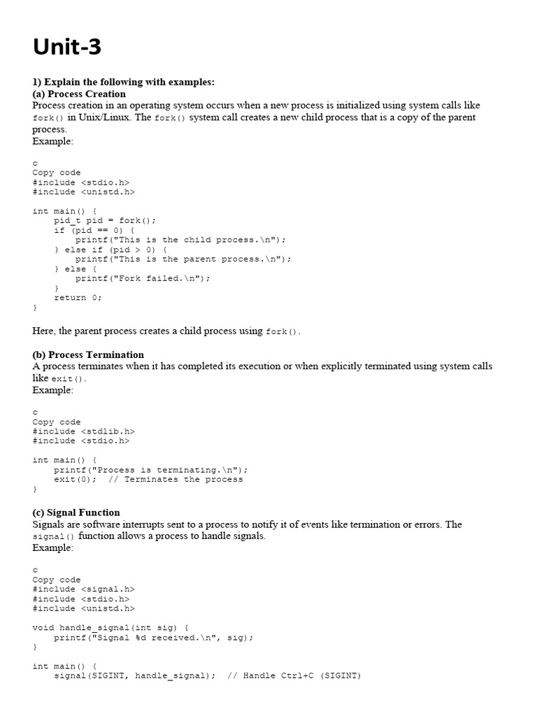 Process Management in C Programming | PDF | Operating System Technology ...