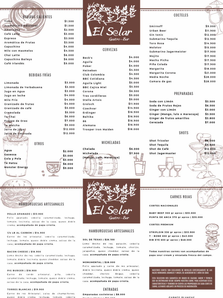Menú del Restaurante El Solar | PDF | Alimentos | Carne
