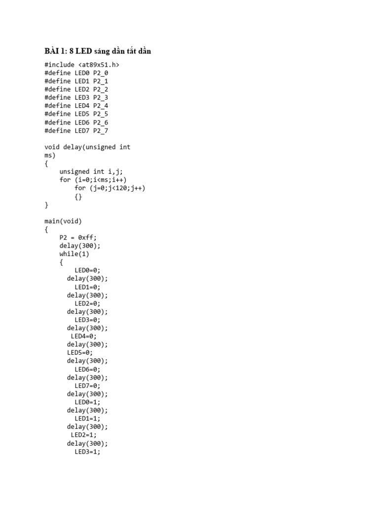 LED Control Projects for AT89x51 | PDF | Computer Architecture | C++