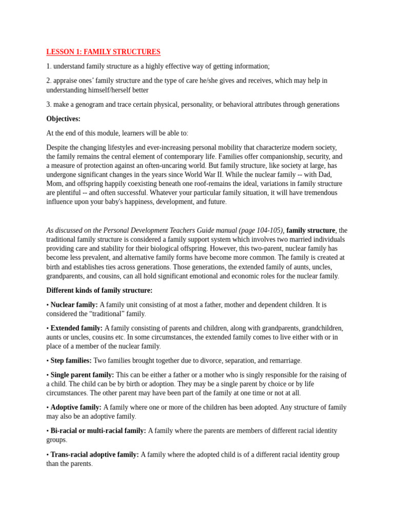 Quarter 2 Module 4 Family Structures | PDF | Family | Adoption