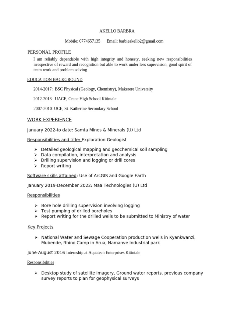 Geologist Seeking New Opportunities | PDF
