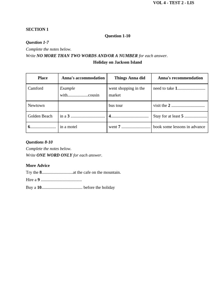 Vol 4 Test 2 Lis Pdf