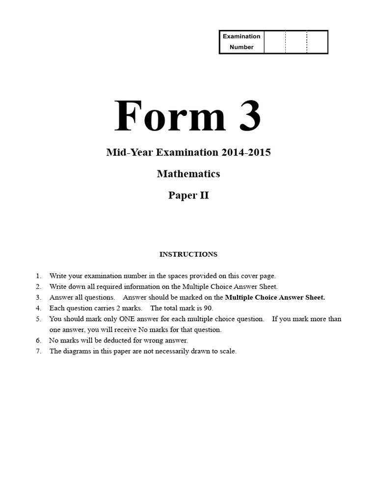 Grade 8 Maths Exam Paper 2014-2015 | PDF | Mathematics
