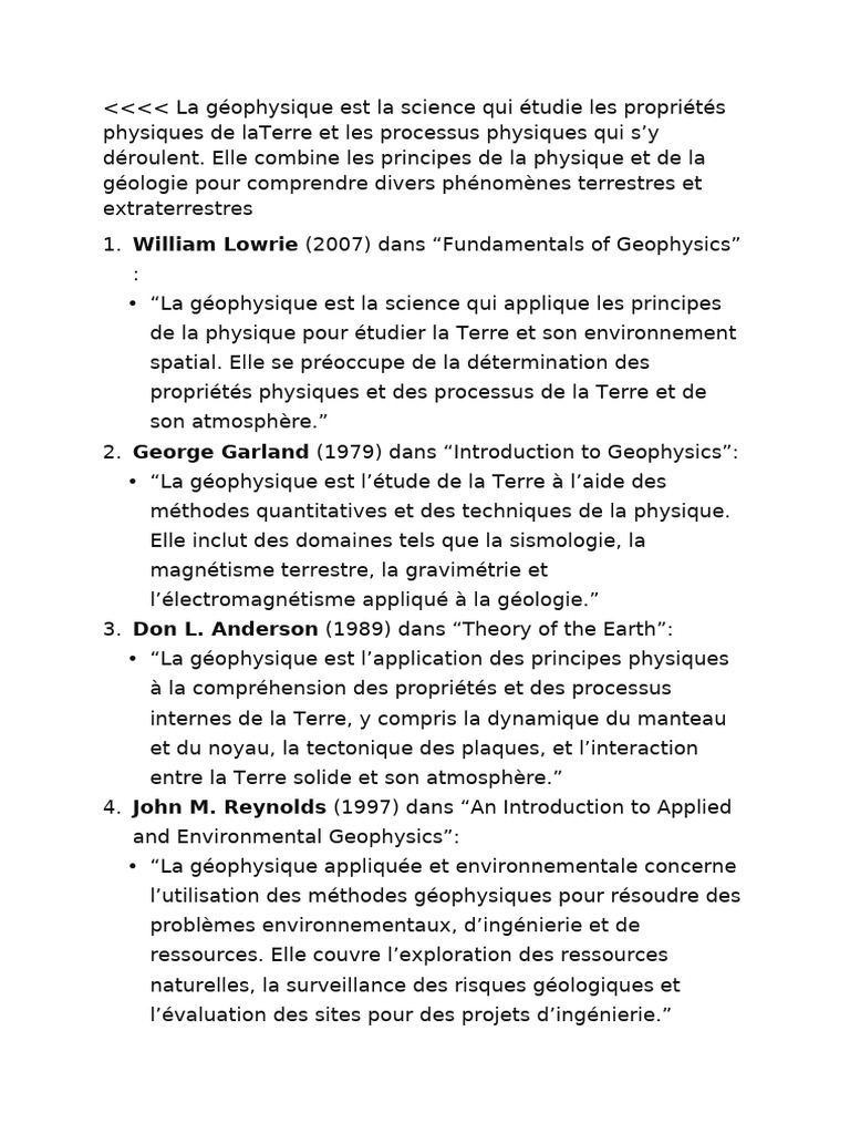 Introduction à la géophysique terrestre | PDF | Science de la nature