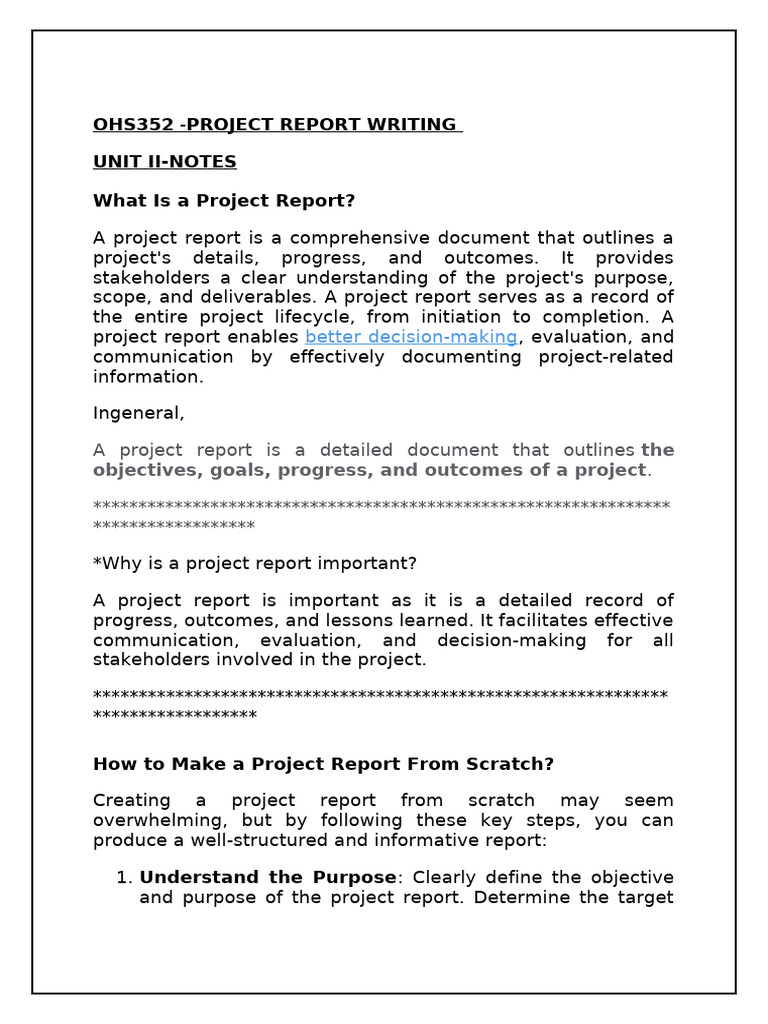 Ohs352 - Project Report Writing Unit 2 Notes | PDF | Data Analysis ...
