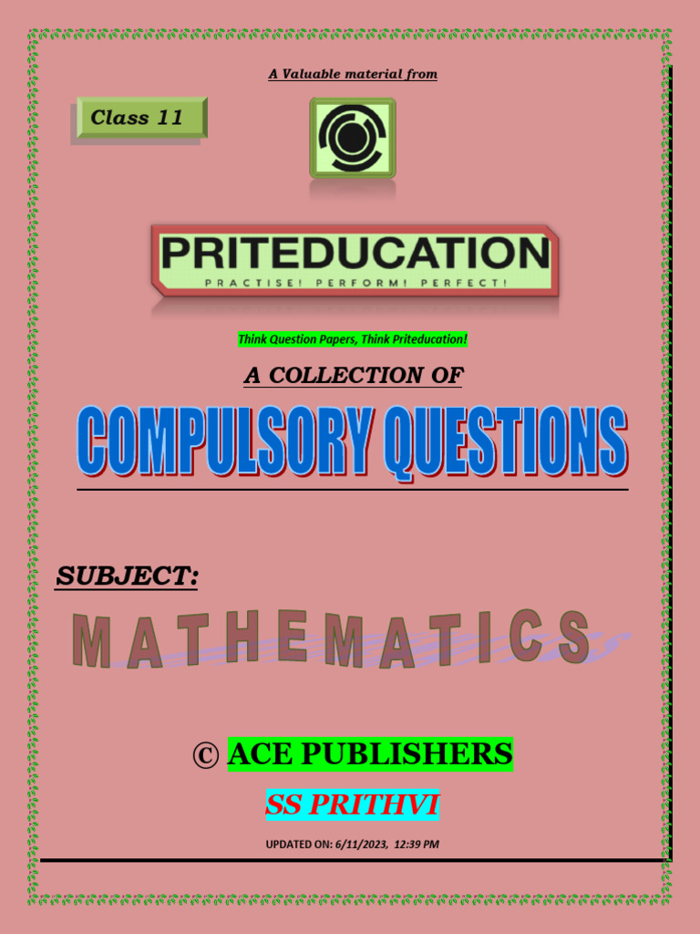11th Maths One Mark Questions Guide | PDF | Elementary Mathematics ...