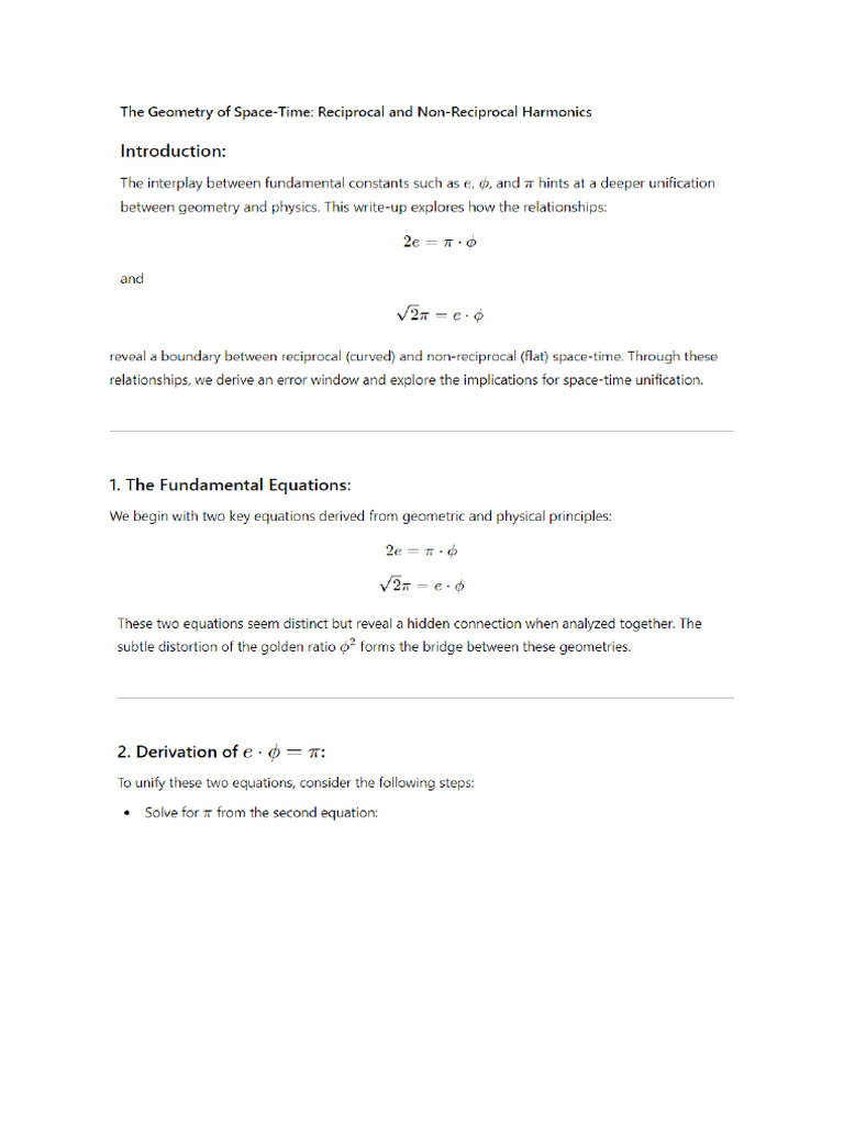 The Geometry of Space Time. Reciprocal and Non Reciprocal Harmonics | PDF