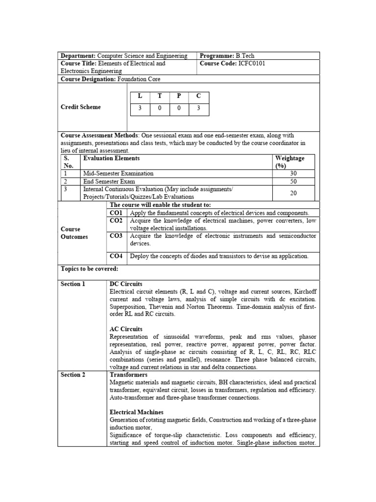Electrical & Electronics Engineering Course | PDF | Diode | Rectifier