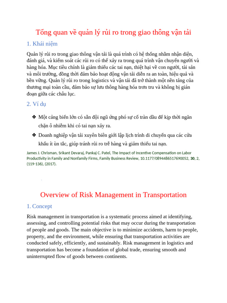 1.overview of Risk Management in Transportation | PDF